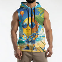 Funny Hawaii Mango Sleeveless Zip Hoodie Tropical Summer Beach Mascot Vacation
