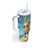 Funny Hawaii Mango Tumbler With Handle Tropical Summer Beach Mascot Vacation