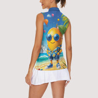 Funny Hawaii Mango Women Sleeveless Polo Shirt Tropical Summer Beach Mascot Vacation