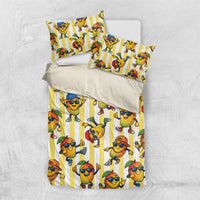 Funny Hawaii Mango Hip Hop Cartoon Bedding Set Summer Beach Party