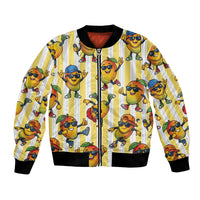 Funny Hawaii Mango Hip Hop Cartoon Bomber Jacket Summer Beach Party