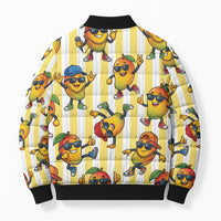 Funny Hawaii Mango Hip Hop Cartoon Bomber Puffer Jacket Summer Beach Party