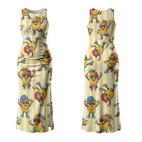 Funny Hawaii Mango Hip Hop Cartoon Couples Matching Tank Maxi Dress and Hawaiian Shirt Summer Beach Party