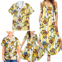 Funny Hawaii Mango Hip Hop Cartoon Family Matching Summer Maxi Dress and Hawaiian Shirt Summer Beach Party