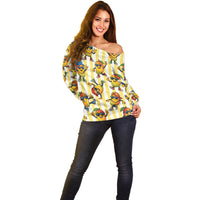 Funny Hawaii Mango Hip Hop Cartoon Off Shoulder Sweater Summer Beach Party
