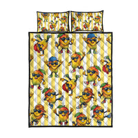 Funny Hawaii Mango Hip Hop Cartoon Quilt Bed Set Summer Beach Party
