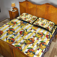 Funny Hawaii Mango Hip Hop Cartoon Quilt Bed Set Summer Beach Party
