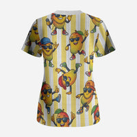 Funny Hawaii Mango Hip Hop Cartoon Scrub Top Summer Beach Party