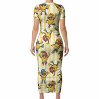 Funny Hawaii Mango Hip Hop Cartoon Short Sleeve Bodycon Dress Summer Beach Party