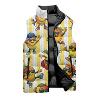 Funny Hawaii Mango Hip Hop Cartoon Sleeveless Puffer Jacket Summer Beach Party