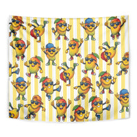 Funny Hawaii Mango Hip Hop Cartoon Tapestry Summer Beach Party