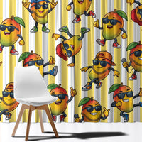 Funny Hawaii Mango Hip Hop Cartoon Window Curtain Summer Beach Party