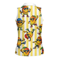 Funny Hawaii Mango Hip Hop Cartoon Women Sleeveless Polo Shirt Summer Beach Party