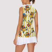 Funny Hawaii Mango Hip Hop Cartoon Women Sleeveless Polo Shirt Summer Beach Party