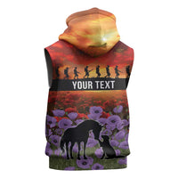 Personalised ANZAC Day Sleeveless Zip Hoodie Remembering the Animals of War LT19 - Polynesian Pride