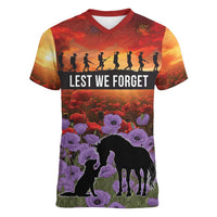 Personalised ANZAC Day Women V-Neck T-Shirt Remembering the Animals of War