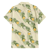 Hawaiian Pikake Maile Lei Family Matching Tank Maxi Dress and Hawaiian Shirt Tiare Hibiscus Kalo Palapalai Leaf Beige