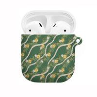 Hawaiian Pikake Maile Lei AirPods Case Tiare Hibiscus Kalo Palapalai Leaf Green