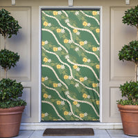 Hawaiian Pikake Maile Lei Door Cover Tiare Hibiscus Kalo Palapalai Leaf Green