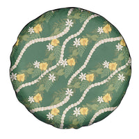 Hawaiian Pikake Maile Lei Spare Tire Cover Tiare Hibiscus Kalo Palapalai Leaf Green