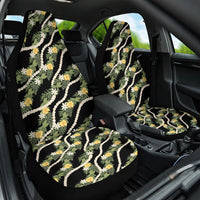 Hawaiian Pikake Maile Lei Car Seat Cover Tiare Hibiscus Kalo Palapalai Leaf Black