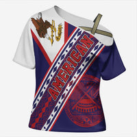 American Samoa Flag Day Cross Shoulder Shirt Polynesian Tribal Tattoo Eagle Art LT19 Female Navy - Polynesian Pride