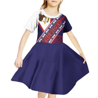 American Samoa Flag Day Kid Short Sleeve Dress Polynesian Tribal Tattoo Eagle Art LT19 - Polynesian Pride