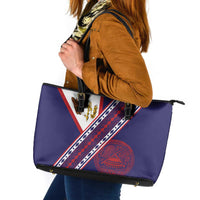 American Samoa Flag Day Leather Tote Bag Polynesian Tribal Tattoo Eagle Art LT19 Navy - Polynesian Pride