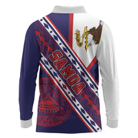 American Samoa Flag Day Long Sleeve Polo Shirt Polynesian Tribal Tattoo Eagle Art LT19 - Polynesian Pride