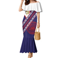 American Samoa Flag Day Mermaid Dress Polynesian Tribal Tattoo Eagle Art LT19 Women Navy - Polynesian Pride