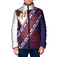 American Samoa Flag Day Padded Jacket Polynesian Tribal Tattoo Eagle Art LT19 Men Navy - Polynesian Pride