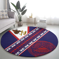 American Samoa Flag Day Round Carpet Polynesian Tribal Tattoo Eagle Art LT19 - Polynesian Pride