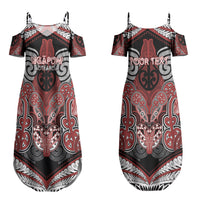 Aotearoa Iwi Ngapuhi Personalised Couples Matching Summer Maxi Dress and Hawaiian Shirt Maori Kowhaiwhai Pattern