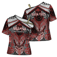 Aotearoa Iwi Ngapuhi Personalised Cross Shoulder Shirt Maori Kowhaiwhai Pattern