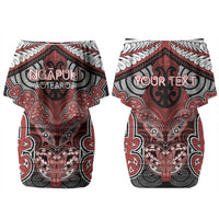 Aotearoa Iwi Ngapuhi Personalised Family Matching Off Shoulder Short Dress and Hawaiian Shirt Maori Kowhaiwhai Pattern