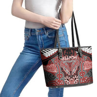 Aotearoa Iwi Ngapuhi Leather Tote Bag Maori Kowhaiwhai Pattern