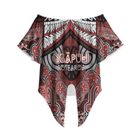 Aotearoa Iwi Ngapuhi Personalised Off Shoulder Wrap Waist Top Maori Kowhaiwhai Pattern