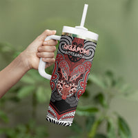 Aotearoa Iwi Ngapuhi Personalised Tumbler With Handle Maori Kowhaiwhai Pattern