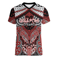 Aotearoa Iwi Ngapuhi Personalised Women V-Neck T-Shirt Maori Kowhaiwhai Pattern