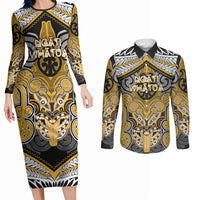 Aotearoa Iwi Ngati Whatua Personalised Couples Matching Long Sleeve Bodycon Dress and Long Sleeve Button Shirt Maori Kowhaiwhai Pattern
