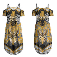 Aotearoa Iwi Ngati Whatua Personalised Couples Matching Summer Maxi Dress and Hawaiian Shirt Maori Kowhaiwhai Pattern