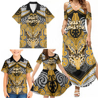 Aotearoa Iwi Ngati Whatua Personalised Family Matching Summer Maxi Dress and Hawaiian Shirt Maori Kowhaiwhai Pattern