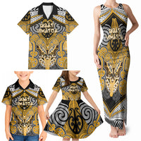 Aotearoa Iwi Ngati Whatua Personalised Family Matching Tank Maxi Dress and Hawaiian Shirt Maori Kowhaiwhai Pattern