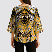 Aotearoa Iwi Ngati Whatua Personalised Kimono Sleeve Blouse Maori Kowhaiwhai Pattern