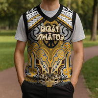 Aotearoa Iwi Ngati Whatua Personalised Christmas Knitted V-Neck Vest Maori Kowhaiwhai Pattern