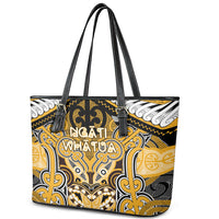 Aotearoa Iwi Ngati Whatua Leather Tote Bag Maori Kowhaiwhai Pattern