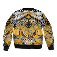 Aotearoa Iwi Ngati Whatua Personalised Sleeve Zip Bomber Jacket Maori Kowhaiwhai Pattern