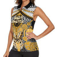 Aotearoa Iwi Ngati Whatua Personalised Women Sleeveless Polo Shirt Maori Kowhaiwhai Pattern