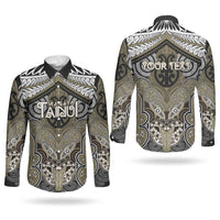 Aotearoa Iwi Waikato Tainui Personalised Couples Matching Tank Maxi Dress and Long Sleeve Button Shirt Maori Kowhaiwhai Pattern