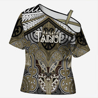 Aotearoa Iwi Waikato Tainui Personalised Cross Shoulder Shirt Maori Kowhaiwhai Pattern